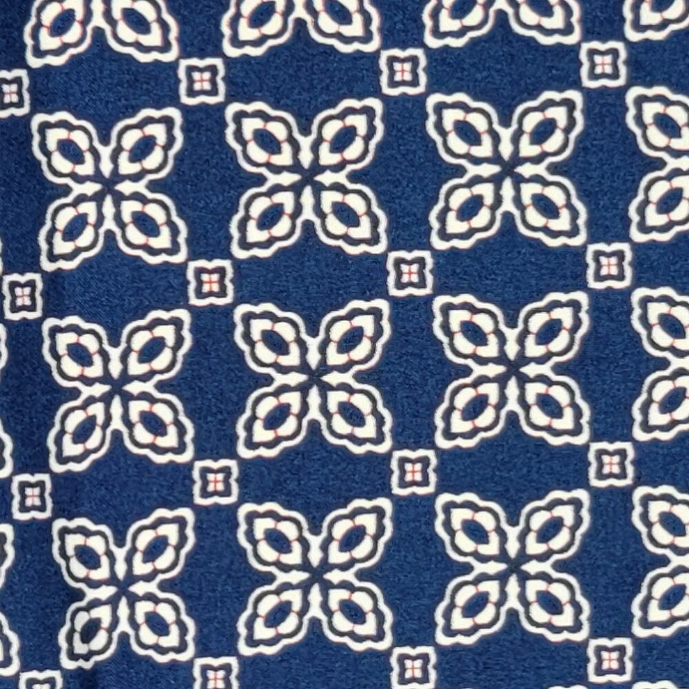 J. Crew Navy Cream Geometric Print Short Sleeve Blouse - S - Picture 2 of 7